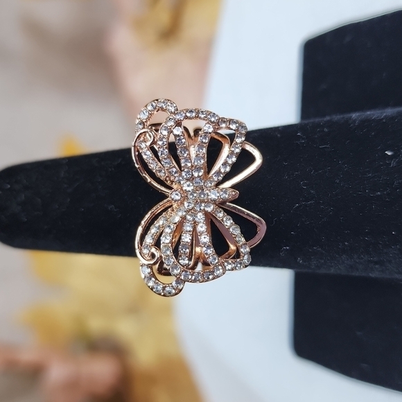 BUTTERFLY ROSR GOLD TONED RING - Picture 1 of 4